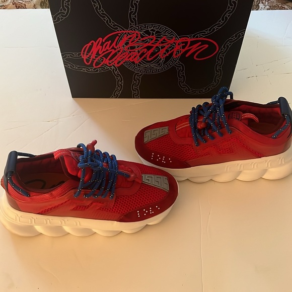 VERSACE Men’s 44 (US11) ChainReaction Leather Sneakers.Medusa Insignia New/Box - Picture 4 of 15